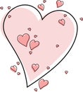 Contour pink heart on a white background